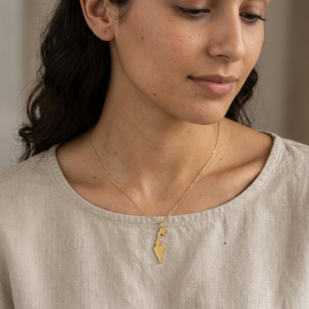 DEMI FINE MAP OF PALESTINE NECKLACE GOLD